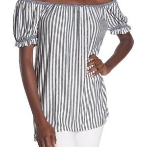 Max Studio Striped Off-The-Shoulder Top